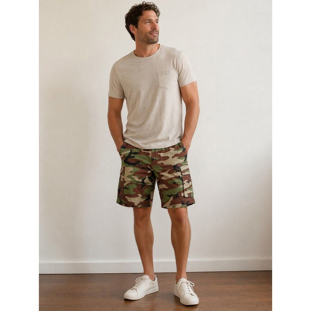 Lucky Brand Camo Cargo Shorts Mens 32 Green Brown Military Utility NWT